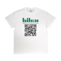 White cotton hilco t-shirt with qr code print